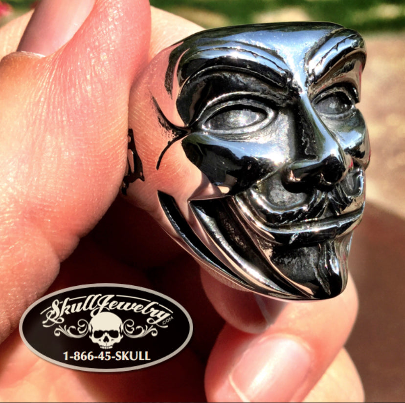 Guy Fawkes Mask Ring – Forged Glory Custom Leather Craft