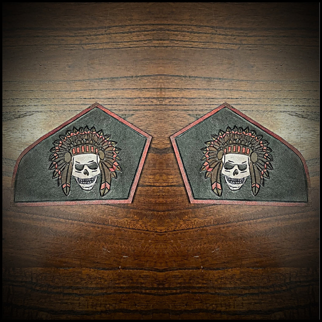 Leather Frame Emblem for the Indian Chief - Native Skull
