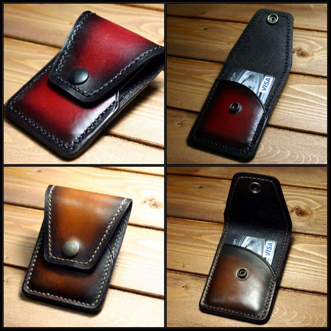 Front Pocket Minimalist Wallet, Choose Custom Two Tone Color W/ Snap