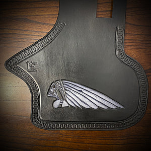 Heat Shield, White Skull Warbonnet, Black - Fits Indian Chief, Chieftain, Springfield, Vintage and Roadmaster