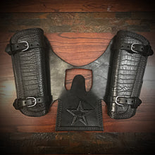 Load image into Gallery viewer, Heat Shield for Indian Scout Motorcycles with “Tractor” Seat, Double Pouch, Alligator Print