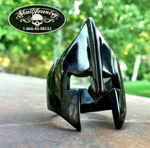 Load image into Gallery viewer, Black &#39;Spartan Mask&#39; Stainless Steel Ring