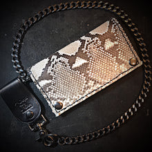 Load image into Gallery viewer, Long Biker Exotic Leather Wallet with Chain - Genuine Python