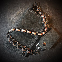 Load image into Gallery viewer, Chainmail Chain - Penny Dreadful, Black steel rings, copper American pennies.