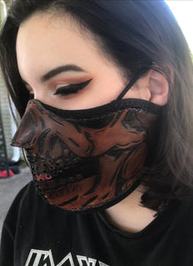 Leather Face Mask with Skull Art, Regular Face Mask Included