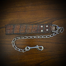 Load image into Gallery viewer, Leather &amp; Chain Leash, Embossed Alligator Print