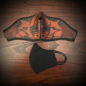 Leather Face Mask with Custom Art, Regular Face Mask Included