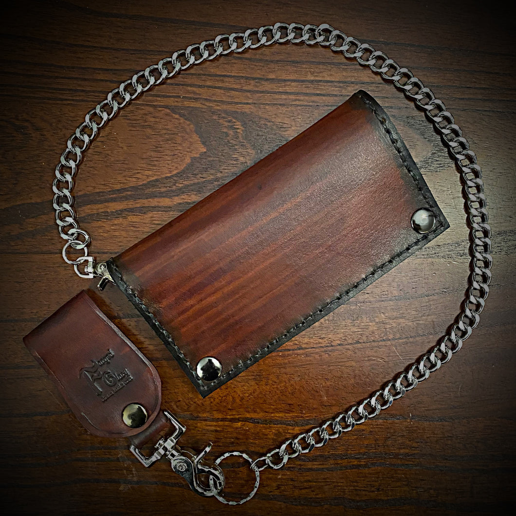Long Biker Leather Wallet with Chain “The Original” Brown