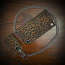 Load image into Gallery viewer, Long Biker Exotic Leather Wallet with Chain - Genuine Elephant Leather