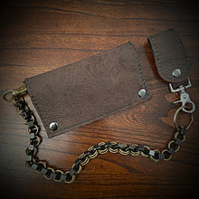 Load image into Gallery viewer, Long Biker Exotic Leather Wallet with Chain - Genuine Hippopotamus - Brown