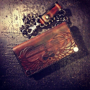 Long Biker Leather Wallet with Chain
- Air Assault Skull, Brown