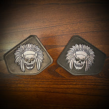 Load image into Gallery viewer, Leather Frame Emblem for the Indian Scout - Native Skull