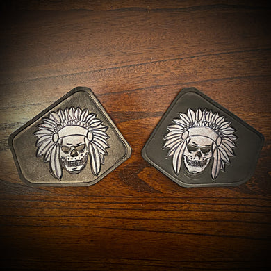 Leather Frame Emblem for the Indian Scout - Native Skull