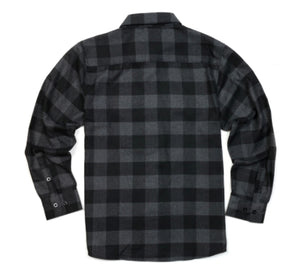 Grey & Black Large Check Flannel Mens