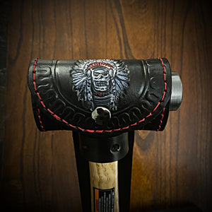 Ball Peen Hammer Carrier for Motorcycles, Native American Skull