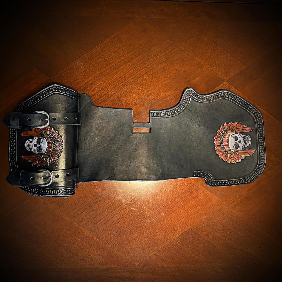 Heat Shield for Harley Davidson, w/ Pouch, Native Skull