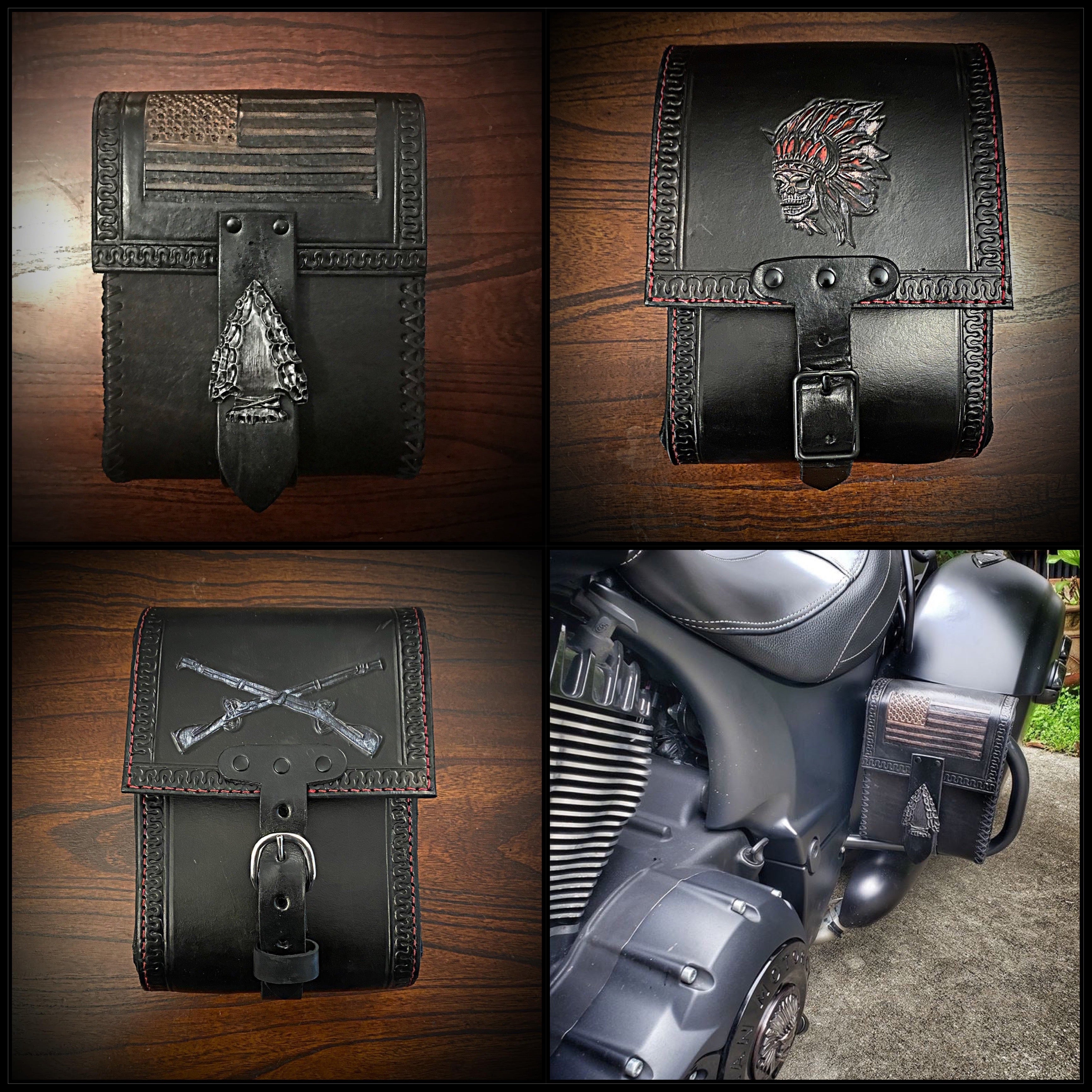 Rear Crash Bar Bag Custom Art, Black