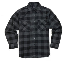 Load image into Gallery viewer, Grey &amp; Black Large Check Flannel Mens