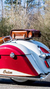 Motorcycle Luggage Rack Bag with Detachable Tool Bag, Custom Art, Indian Tan