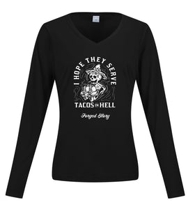Tacos In Hell Biker Shirt Long Sleeve - Female