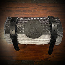 Load image into Gallery viewer, Bedroll for Motorcycles - Skull and Crossbones with Celtic Weave Art, Black