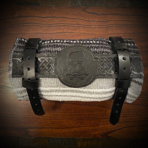 Bedroll for Motorcycles - Skull and Crossbones with Celtic Weave Art, Black