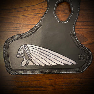 Heat Shield for Indian Scout motorcycle - Skull Warbonnet Black & Grey