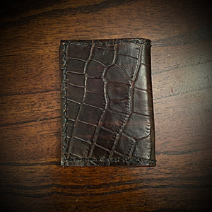 Minimalist Wallet, Embossed Alligator, Chocolate (ships now)