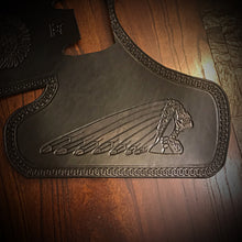 Load image into Gallery viewer, Heat Shield for Indian Scout motorcycle with “Tractor” Seat - Custom Art - Black