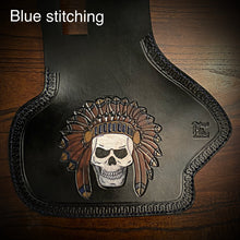 Load image into Gallery viewer, Heat Shield - Native Skull, With Pouch, Fits Indian Chief, Chieftain, Springfield, Vintage and Roadmaster - Black