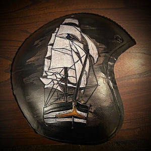 Open Face Helmet with Custom Art - size Xlarge