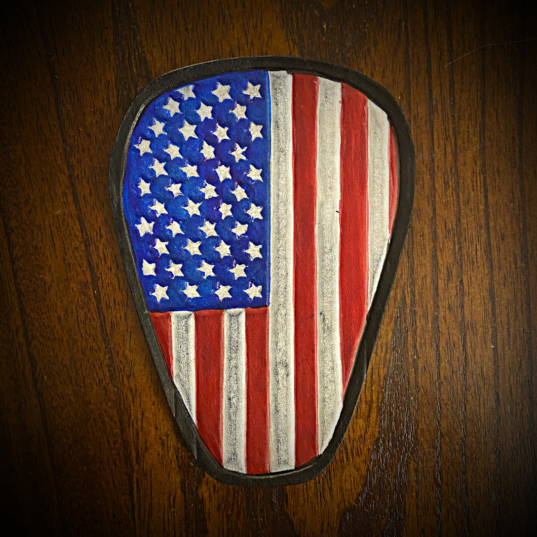 Leather Emblem for the Indian Challenger V-Cover Old Glory, Full Color (ships now)