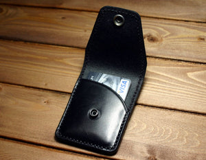 Front Pocket Minimalist Wallet, Black W/ Snap