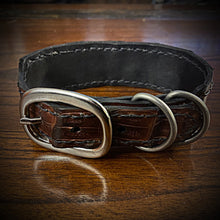 Load image into Gallery viewer, Dog Collar with Embossed Alligator Leather- Brown