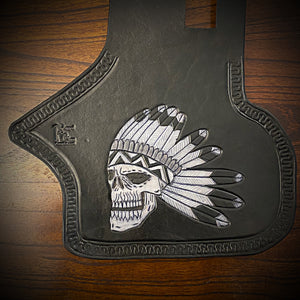 Heat Shield, Flying Indian Skull, Black - Fits Indian Chief, Chieftain, Springfield, Vintage and Roadmaster