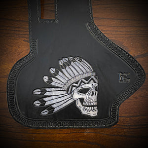 Heat Shield - Flying Native Skull, Black, With Pouch, Fits Indian Chief, Chieftain, Springfield, Vintage and Roadmaster