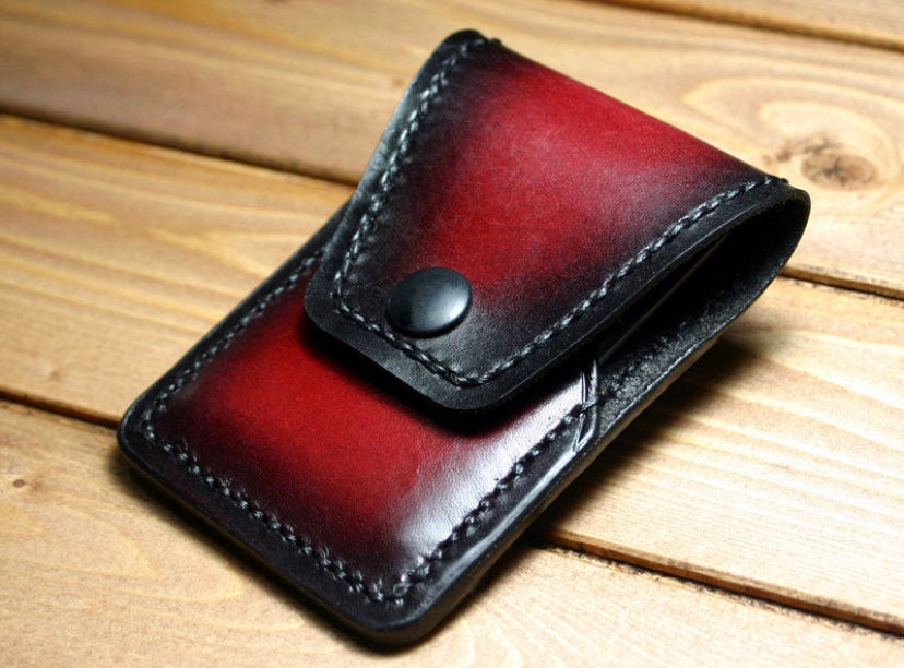 Front Pocket Minimalist Wallet, Red & Black W/ Snap